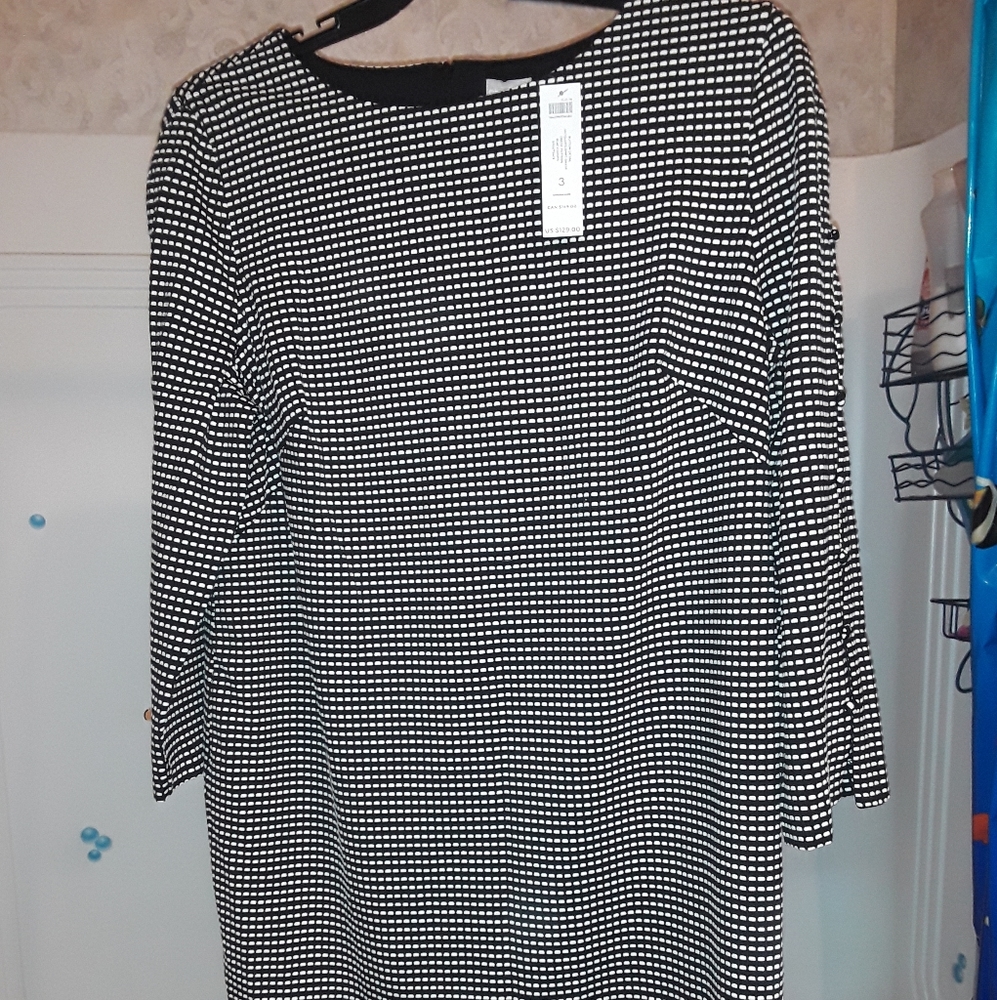 Chico's Jaquard Shift Black & White Dress